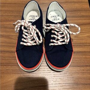Janie and Jack Navy Sneakers with Red Accent and White Laces